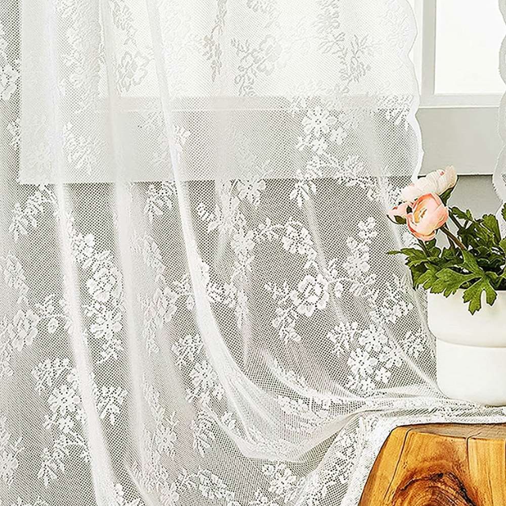 화이트 레이스 커튼 145cmx150cm 아일릿 침실 방음