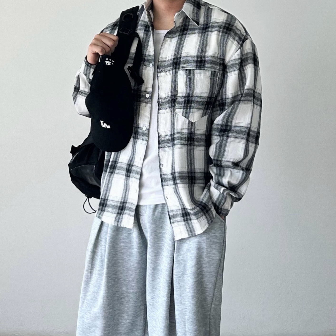 남자오버핏남방 남자체크남방 - 상세 이미지 2