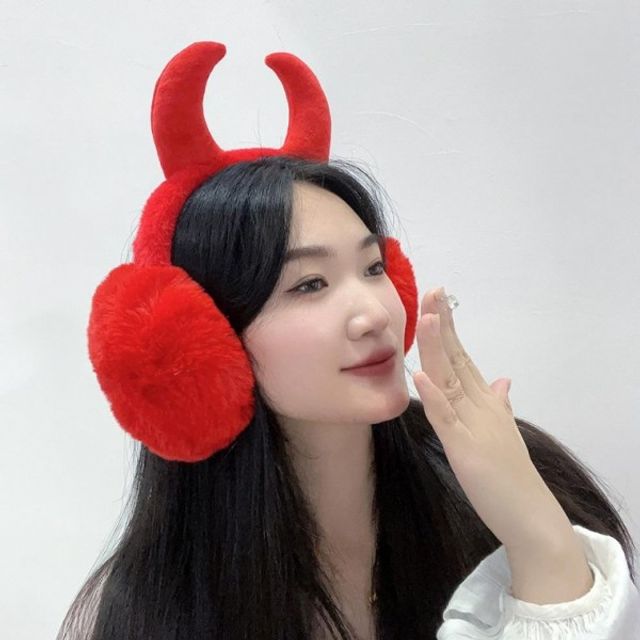 귀마개 악마 크리스마스귀마개 붉은 이어머프 겨울귀 - 상품 이미지