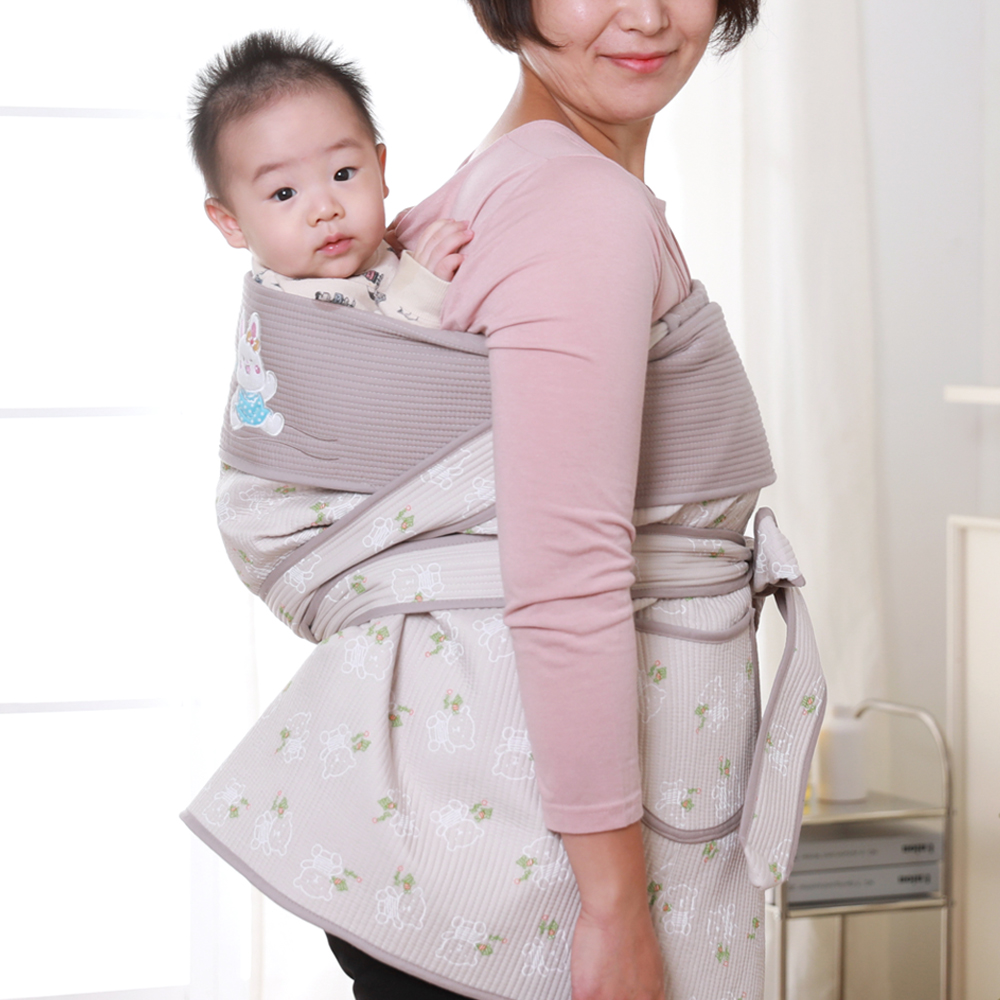 [옹알옹알]곰돌이 7부 베이지 아기포대기 신생아 전통 어부바 포대기