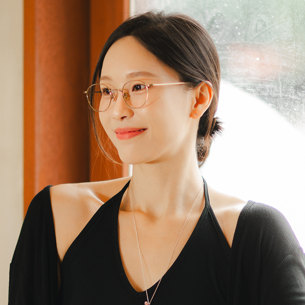 카나드 CA2455 가벼운 티타늄 안경테 블루라이트 차단 렌즈 초경량 메탈 타원형 안경 - 상세 이미지 2