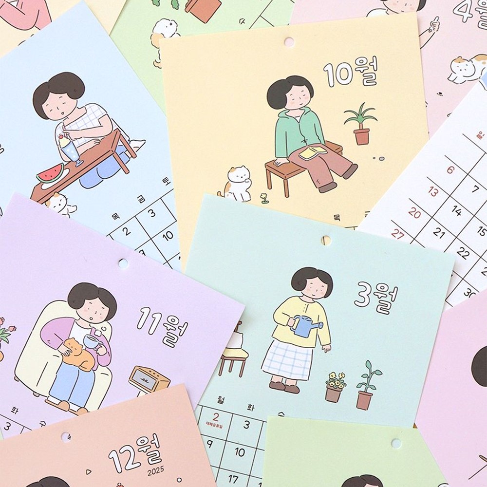 2026 일상 26년 A4 벽걸이 달력 귀여운 일러스트 캘린더 인디고 - 상세 이미지 3
