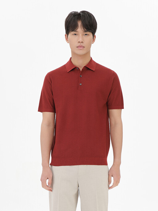 탑텐 남성 리넨 블렌드 버튼 카라 스웨터_MSE2ET1102