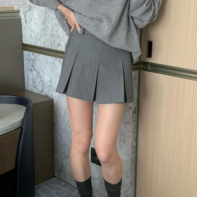 코포 A라인 하이웨스트 플리츠 미니 스커트 3col S,M 가을 속바지 포멀 제이플로우 - 상세 이미지 3