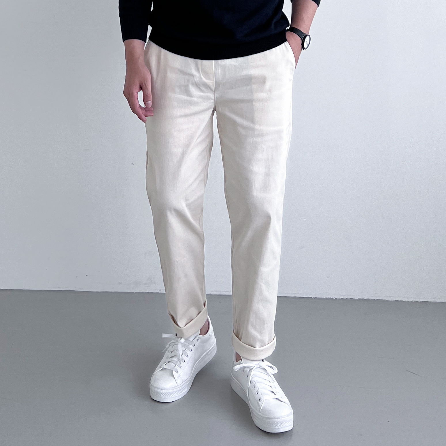 테이퍼드핏 치노팬츠 남자밴딩슬랙스 면바지 - 상세 이미지 2