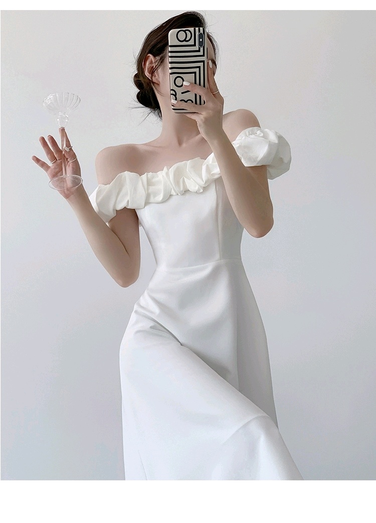 오프숄더 플레어 셀프웨딩드레스 브라이덜샤워 2부원피스 피로연 돌잔치 이브닝 맘드레스 - 상세 이미지 2