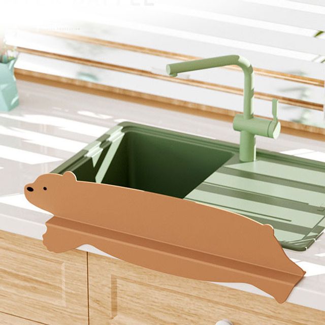 곰돌이 싱크대 물막이 물튐가림막 실리콘 설거지 곰돌이물막이(브라운)