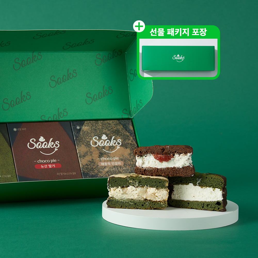 냉장 수제 광주 전주 쑥 초코파이 생초코파이 선물세트 3종세트 350g - 상품 이미지