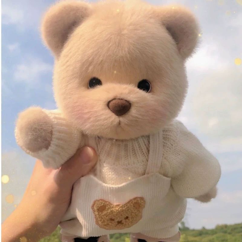 곰인형 세트 곰 베어 의류 원피스 의상 포근한 여자친구 선물 흰색 상의+오버올 곰제외 중형 30CM 곰에 적합 - 상품 이미지