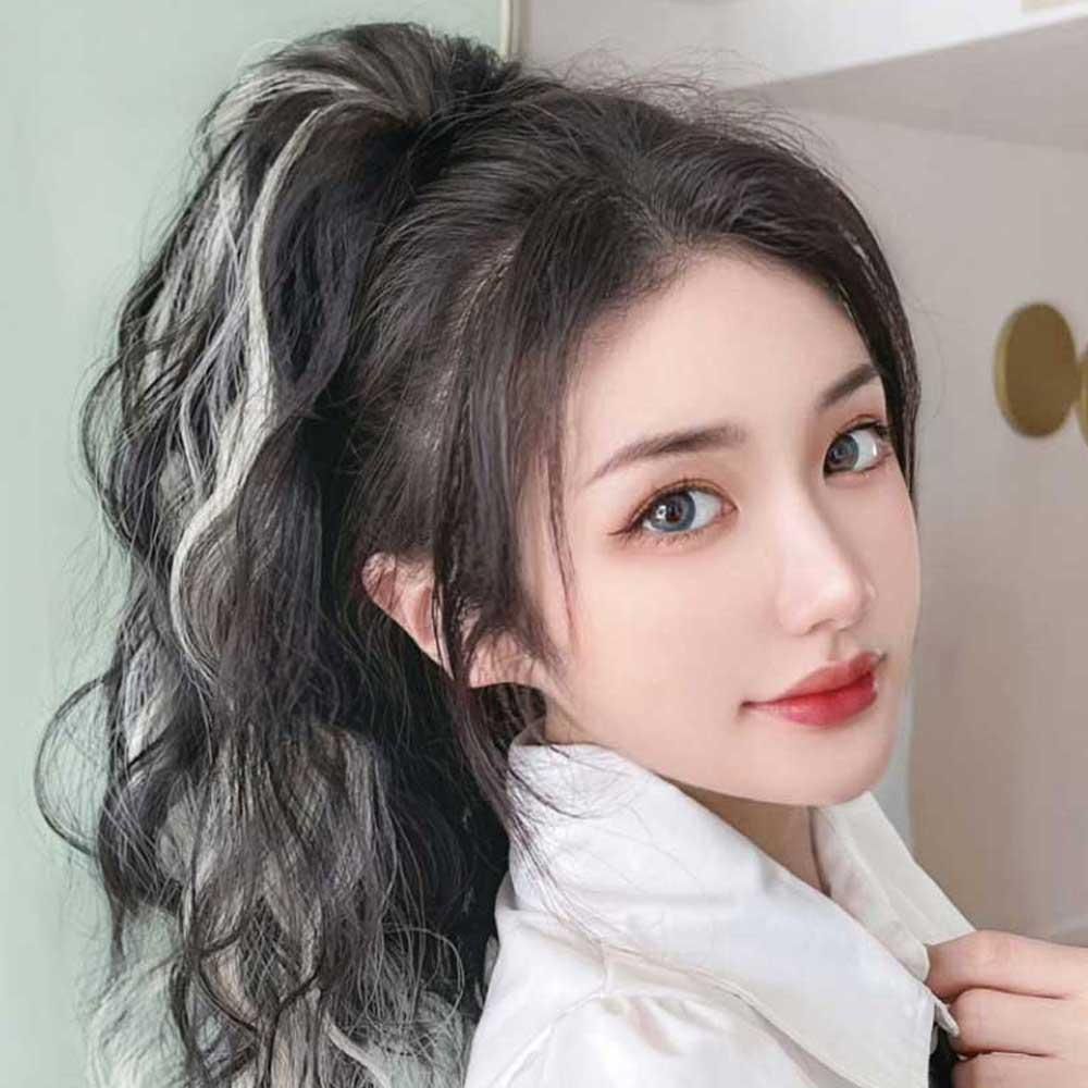 브릿지 포니테일 가발집게핀 묶음머리 집게 붙임머리 블랙 - 상품 이미지