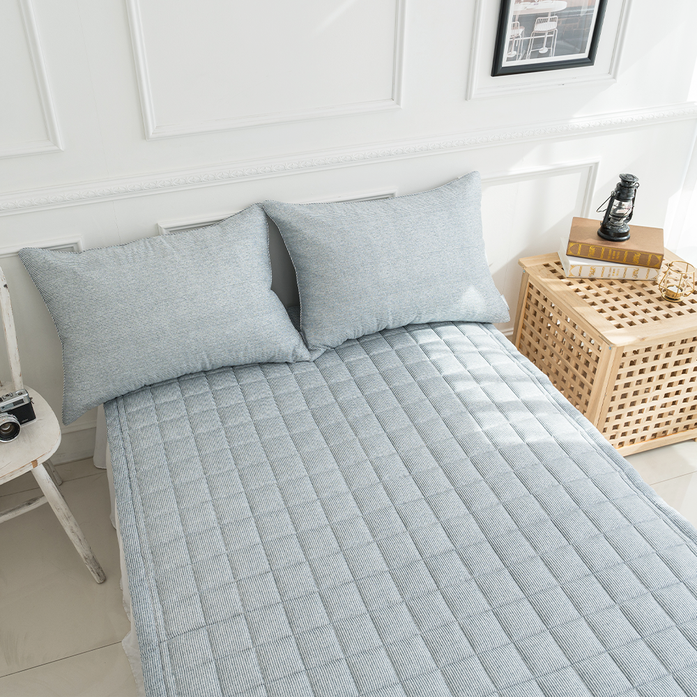 쿠에뜨 사계절패드 모달100 알러지케어 마일드 스트라이프 모던 SS 고정밴드 침대패드