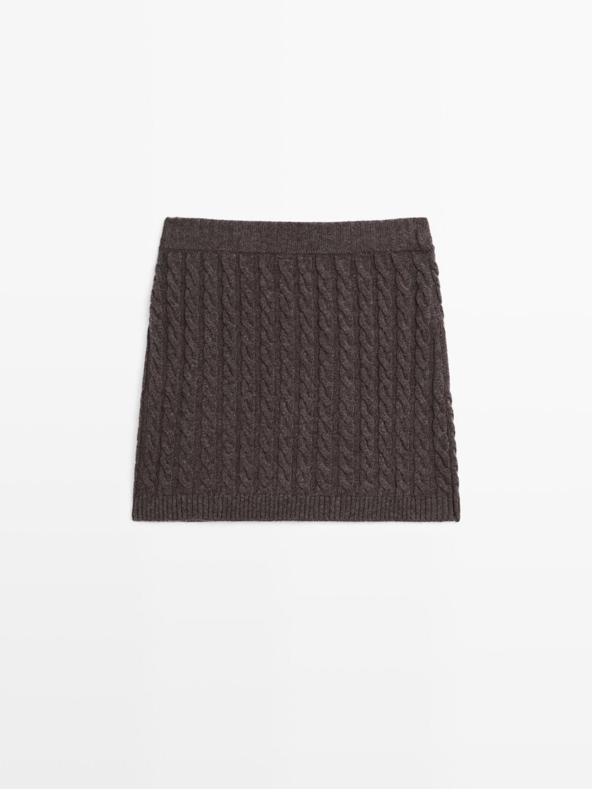 마시모두띠 브레이드 니트 미니 스커트 5267/566 BROWN - 메인 이미지