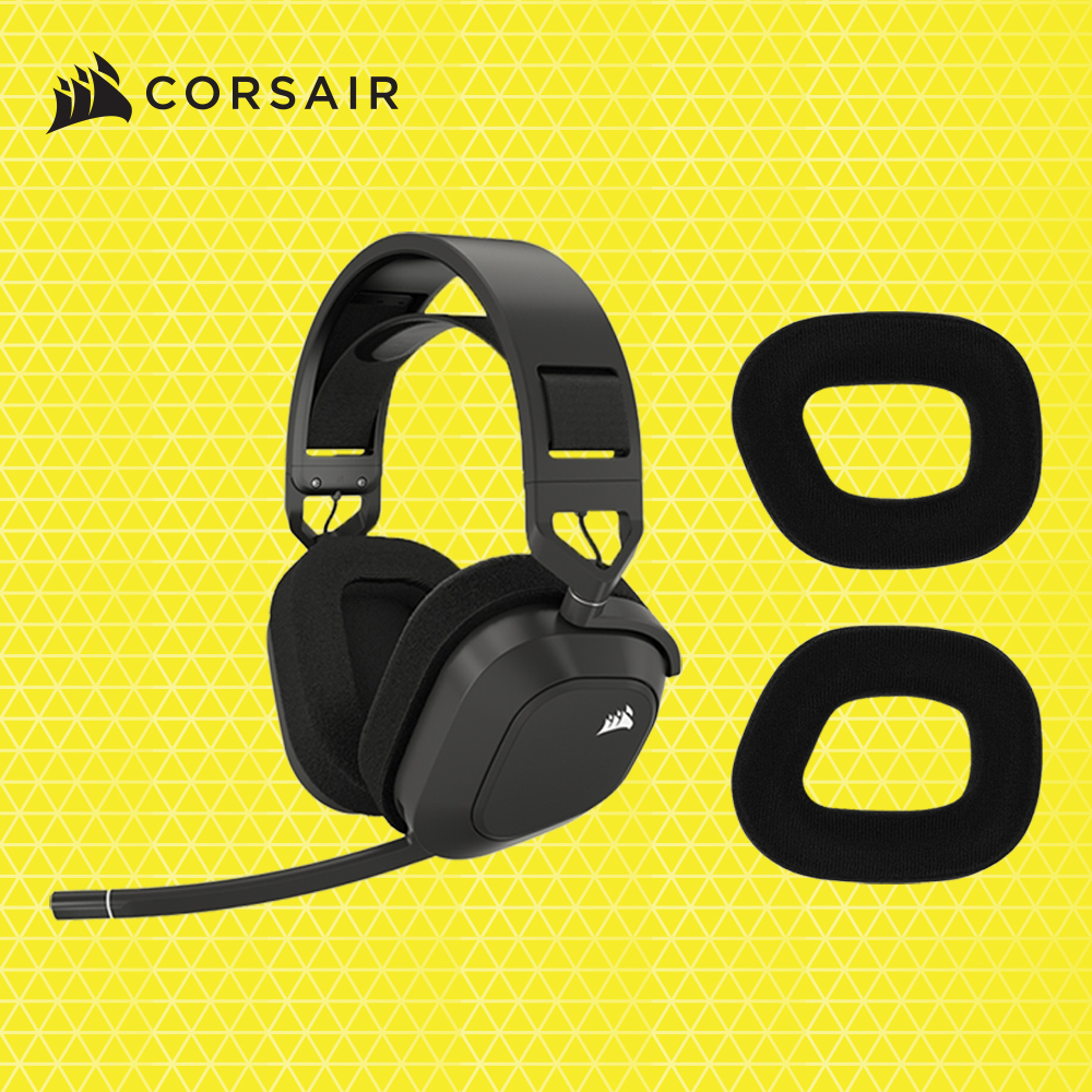커세어 HS80 MAX RGB 무선+HS80 전용 이어패드 게이밍 헤드셋 세트 블랙 - 메인 이미지