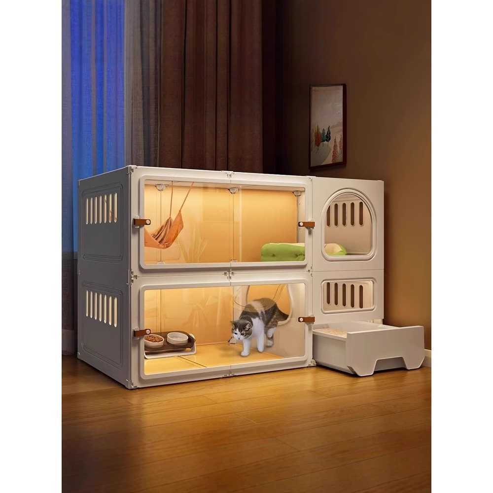 숨숨집 고양이 호텔 포근한 하우스 아늑한 휴식처 1단(105x45x35cm)+쓰레기통+모래수거 - 상품 이미지