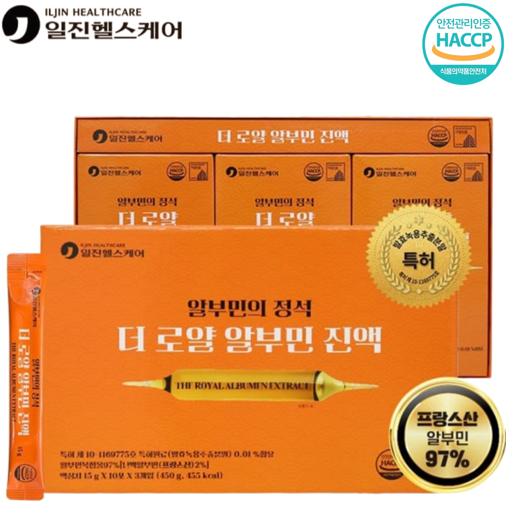 일진헬스케어 프리미엄 액상 알부민 진액 스틱 15g 30포 1박스 발효 녹용 실크펩타이드 - 상품 이미지