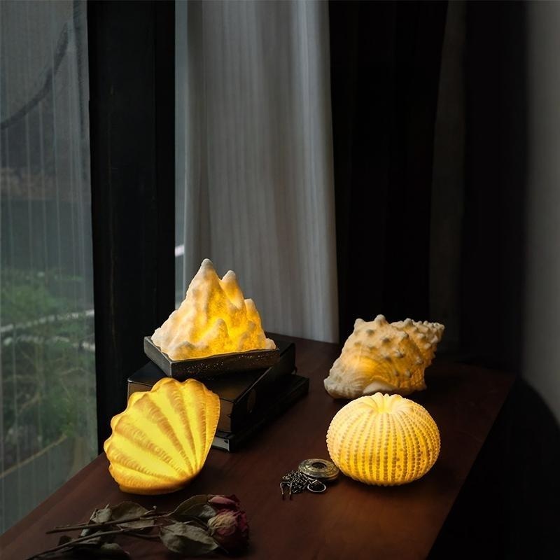 조개 램프 무드등 북유럽 인테리어 화장대 해성등 거실 작은 스탠드 데스크 성게 야간조명 - 상세 이미지 2