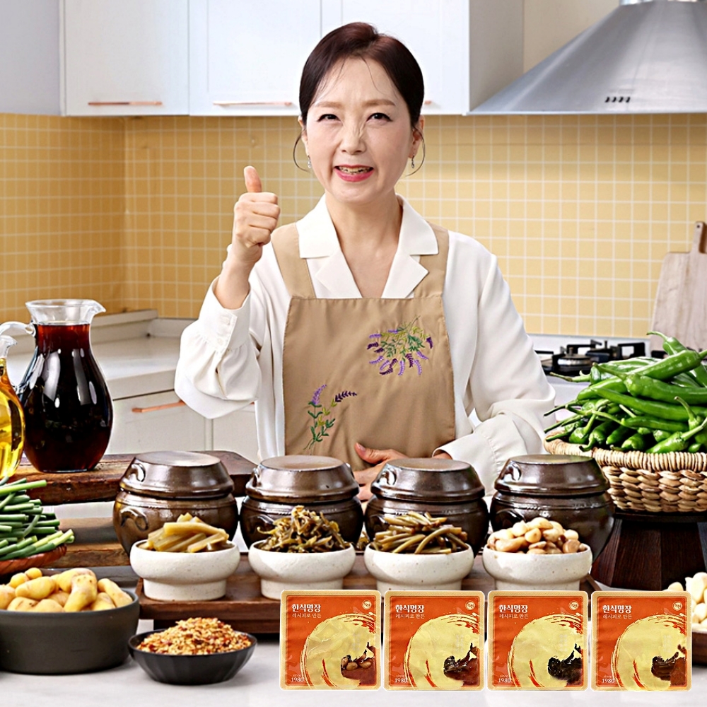 한식명장 송금희 수제 장아찌 4종 10팩 장미화 밑반찬 마늘쫑 고추채 궁채 마늘장아찌 - 상품 이미지