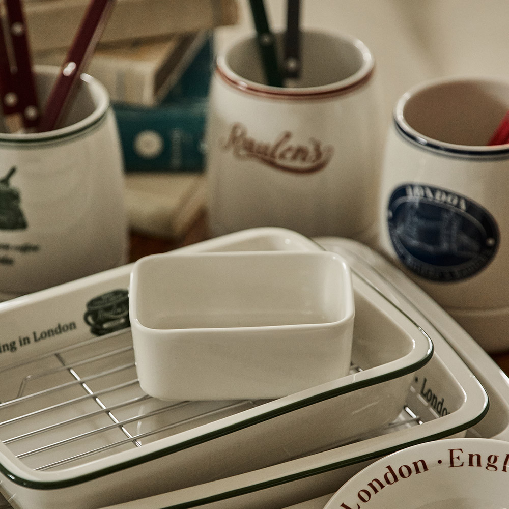 로렌스 크림화이트 직사각 소스볼 도자기 종지 소스그릇 미니볼