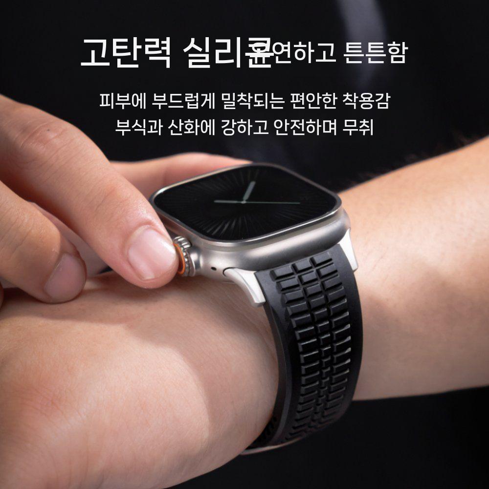 애플워치 10세대 울트라2 스트랩 수류탄 무늬 고성능 실리콘 밴드 이미지 6