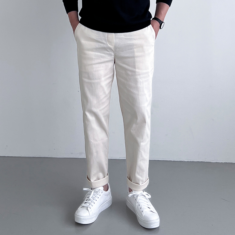 테이퍼드핏 치노팬츠 남자밴딩슬랙스 면바지 - 상품 이미지