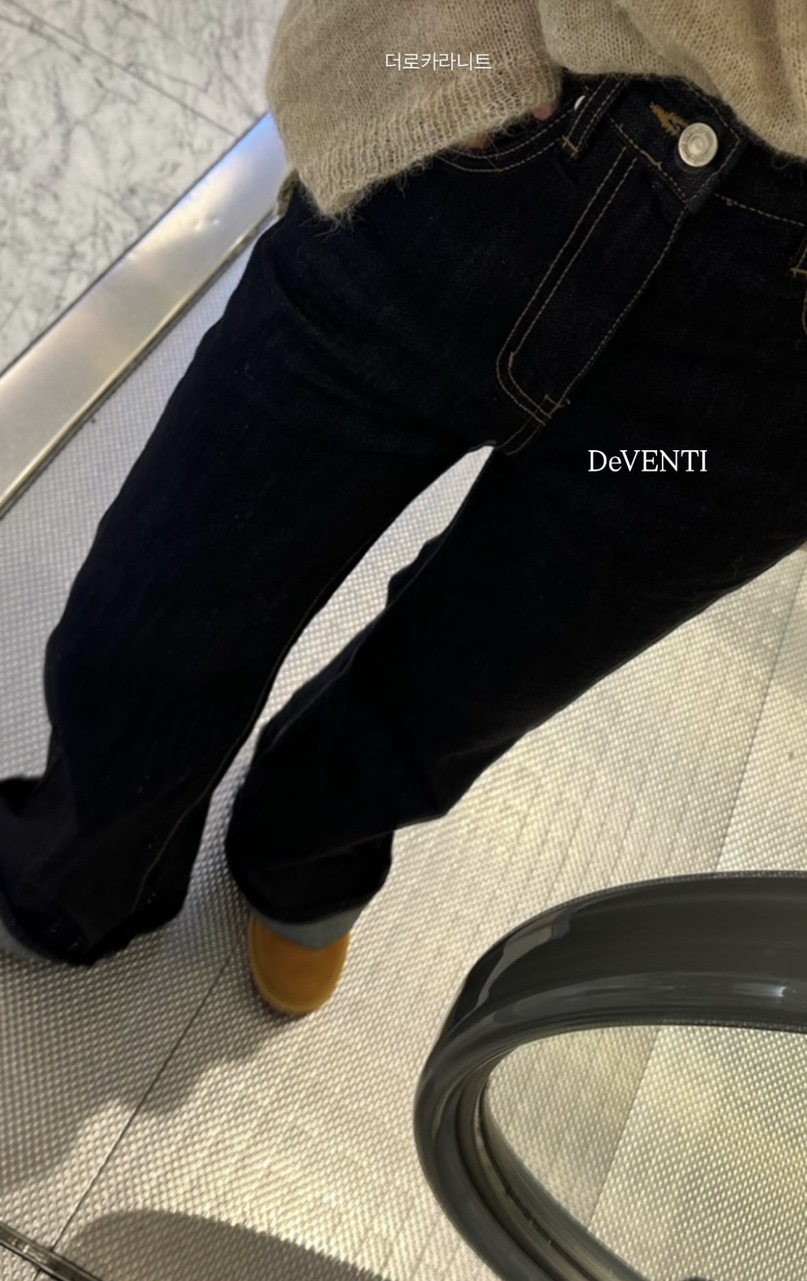 드벤티 캐피탈 플레어 데님 팬츠 프렌치시크 와이드 부츠컷 생지 - 상품 이미지