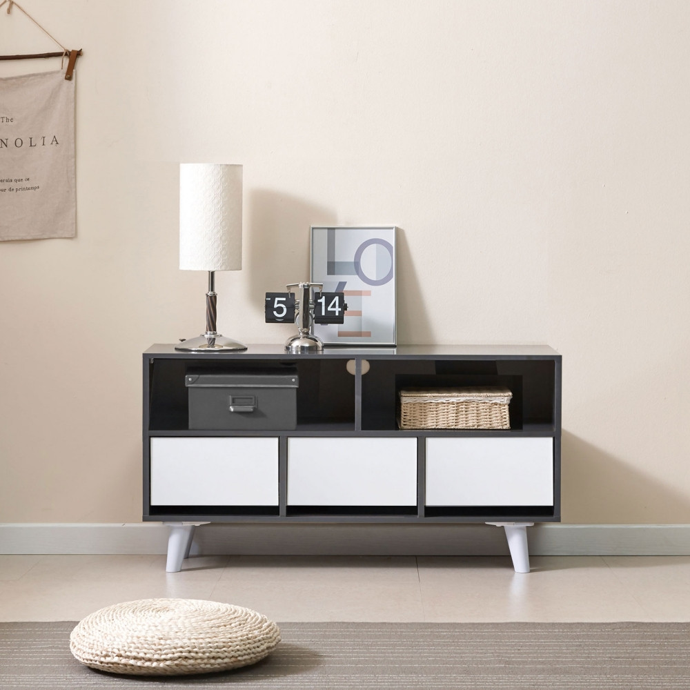 모디 미니티비다이 폭좁은 tv선반 거실장 1000x300x515, 그레이화이트