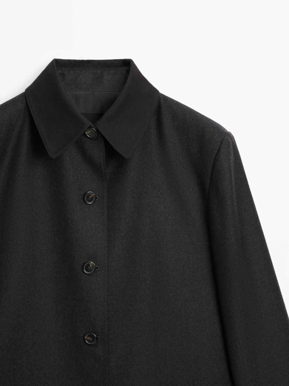 마시모두띠 미니멀 울 테크니컬 배색 칼라 숏 코트 6452/859 DARK GREY - 상세 이미지 2