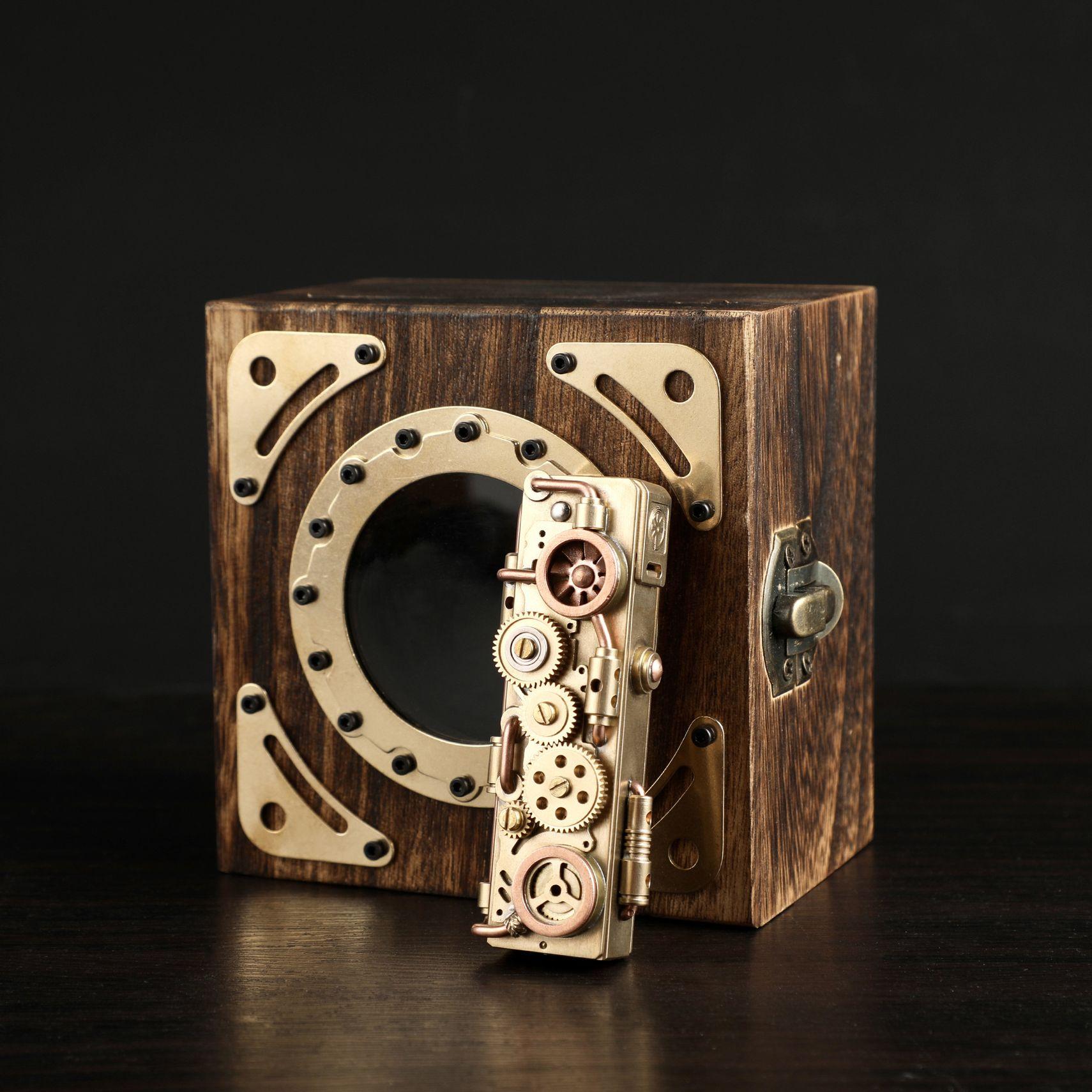 스팀펑크 톱니 바퀴 기어 라이터 세트 지포 터보 581 기어 기계박스포장