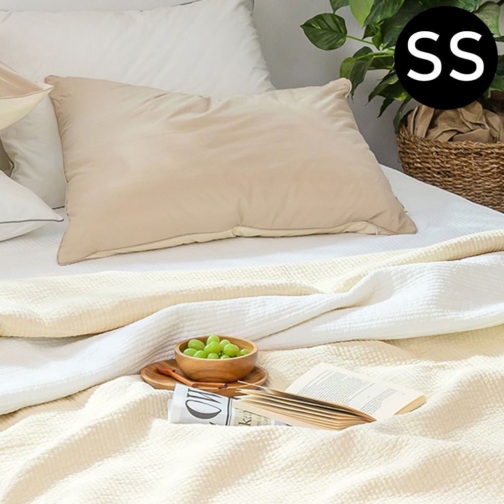 이불 순면 60수 워싱 스프레드 슈퍼싱글 SS 베이지 - 메인 이미지