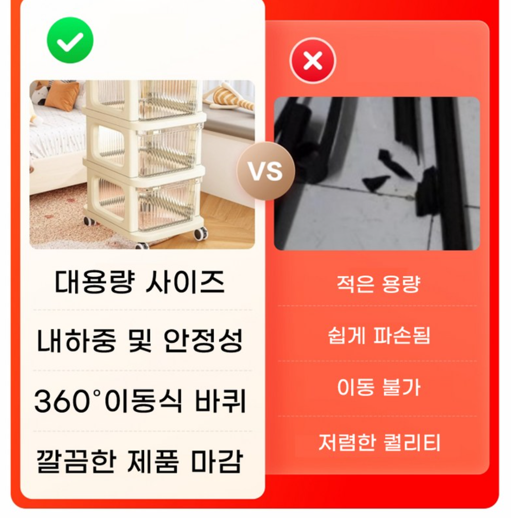 이동식 이동형 바퀴달린 서랍장 작은 서랍장 플라스틱 소형 서랍장 - 상세 이미지 3