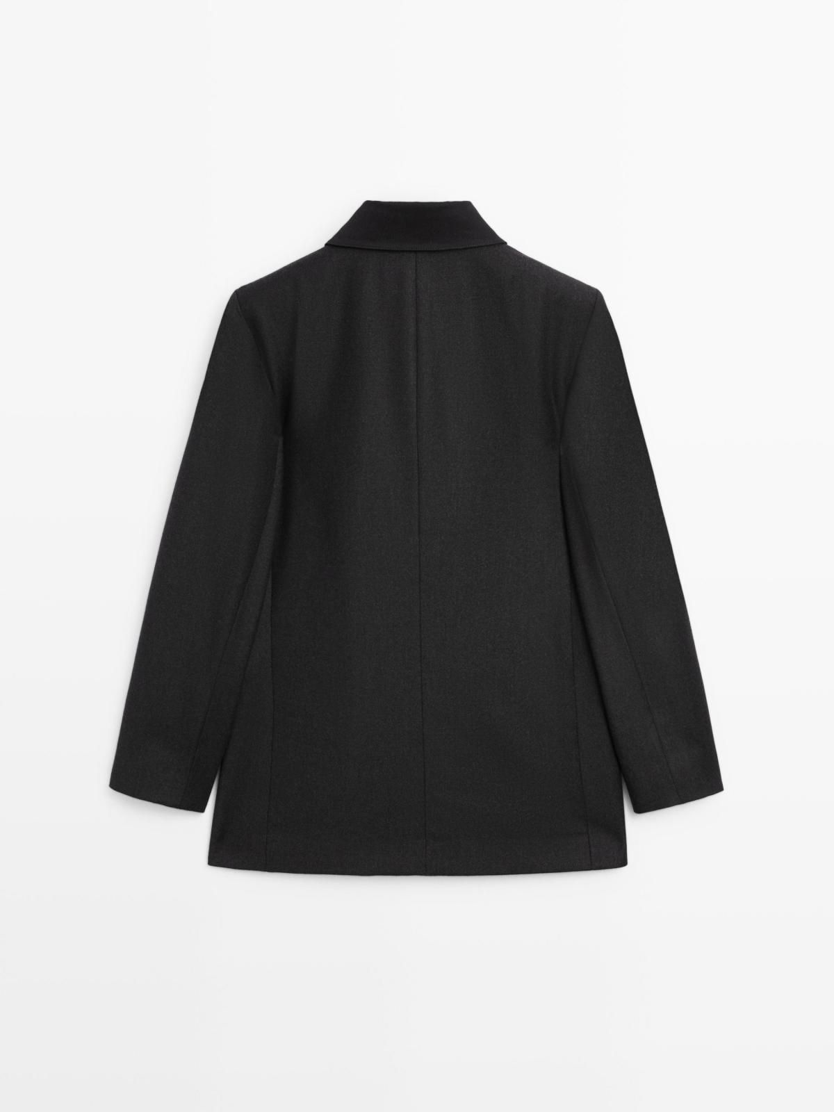 마시모두띠 미니멀 울 테크니컬 배색 칼라 숏 코트 6452/859 DARK GREY - 상세 이미지 4