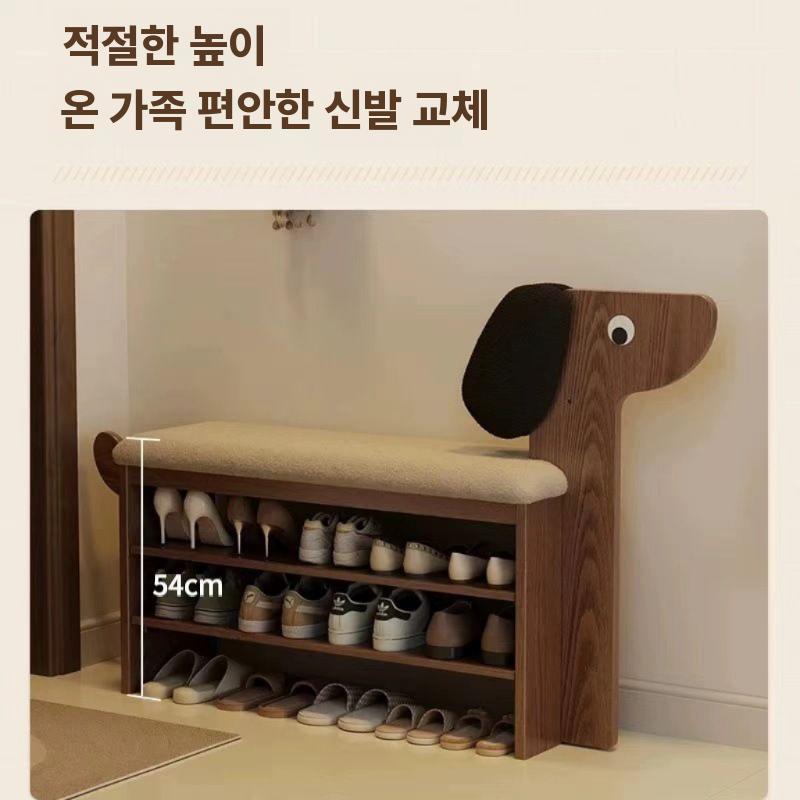 슈벤치 어린이신발장 슈즈스툴 인테리어 현관장 신발정리대 강아지 신발수납장의자 호두색 60cm(2층) - 상세 이미지 3