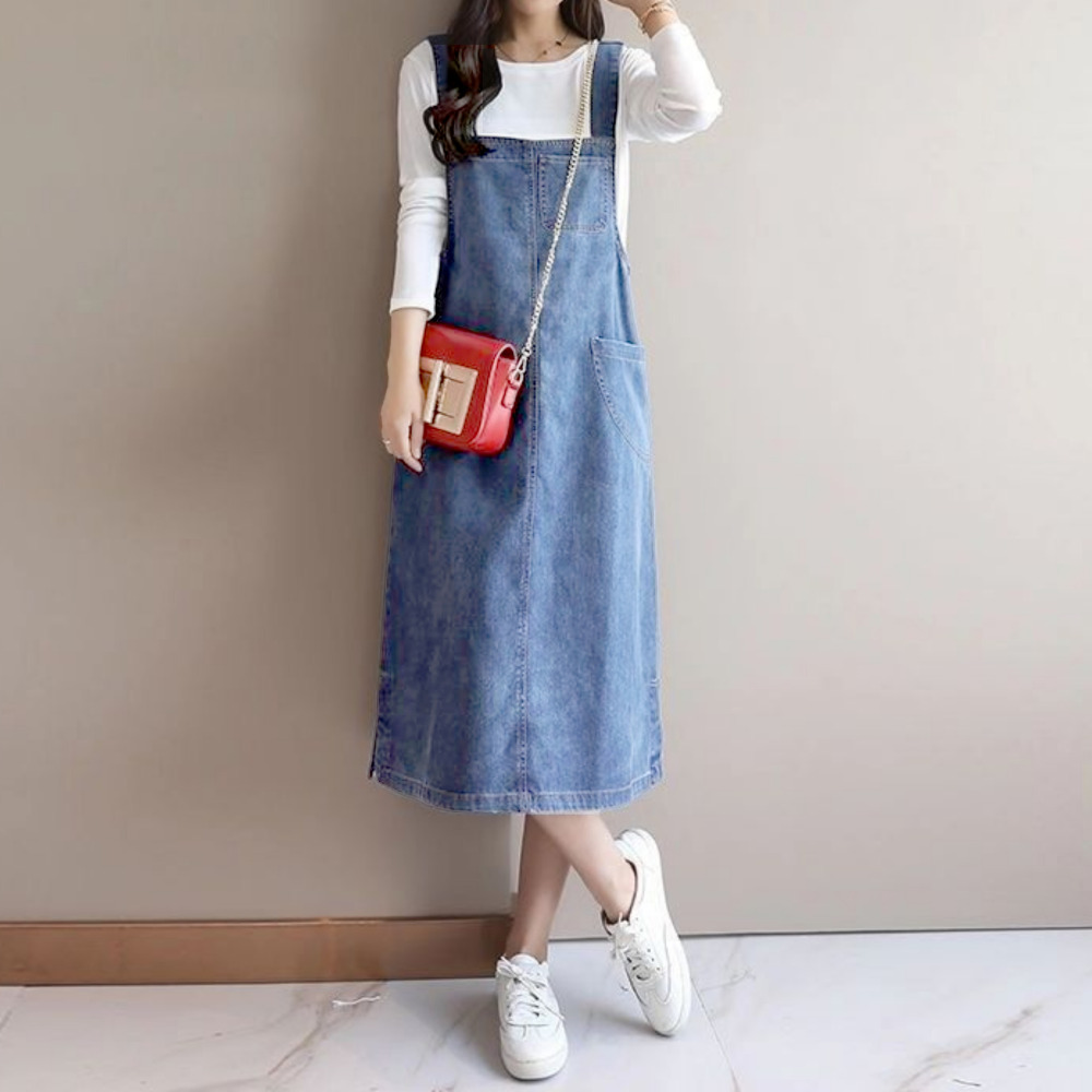 캐주얼 데일리 루즈핏 데님 청멜빵 원피스 2COLOR - 상세 이미지 2
