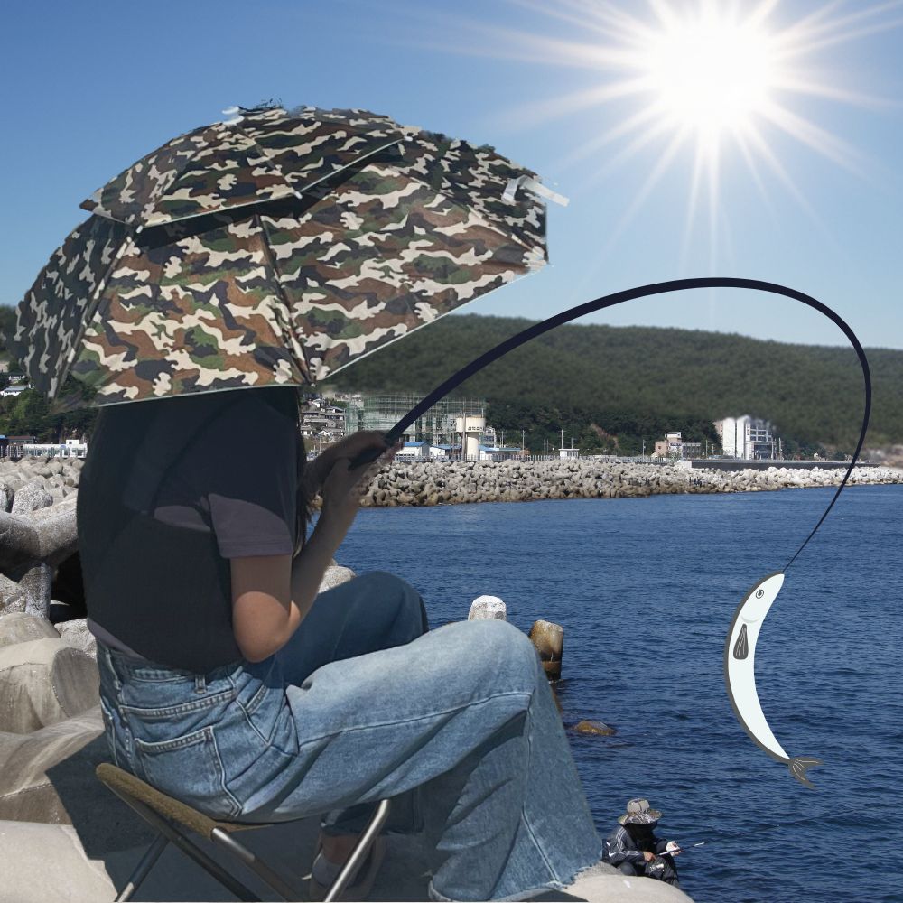 중형 머리에 머리에쓰는우산 모자우산 헬멧우산 우산 - 상품 이미지