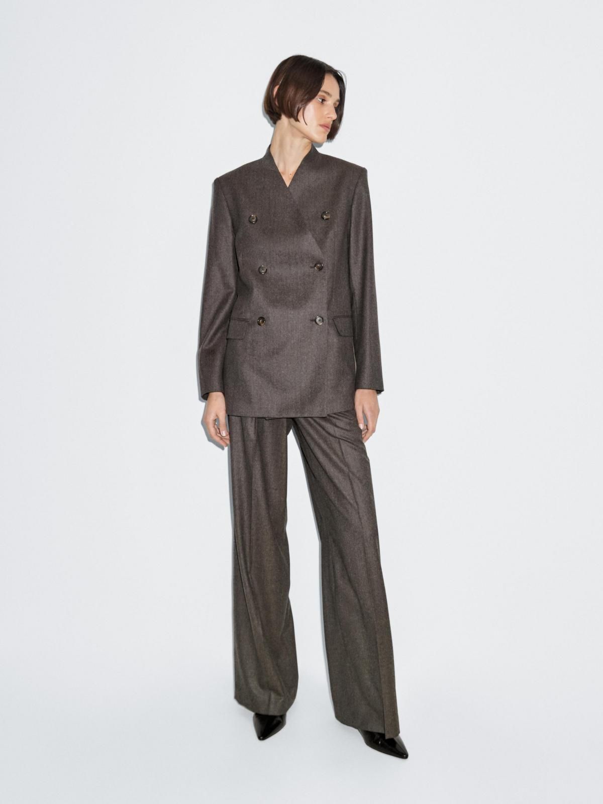 마시모두띠 100 울 멜란지 더블브레스트 블레이저 6050/863 BROWN - 상세 이미지 2