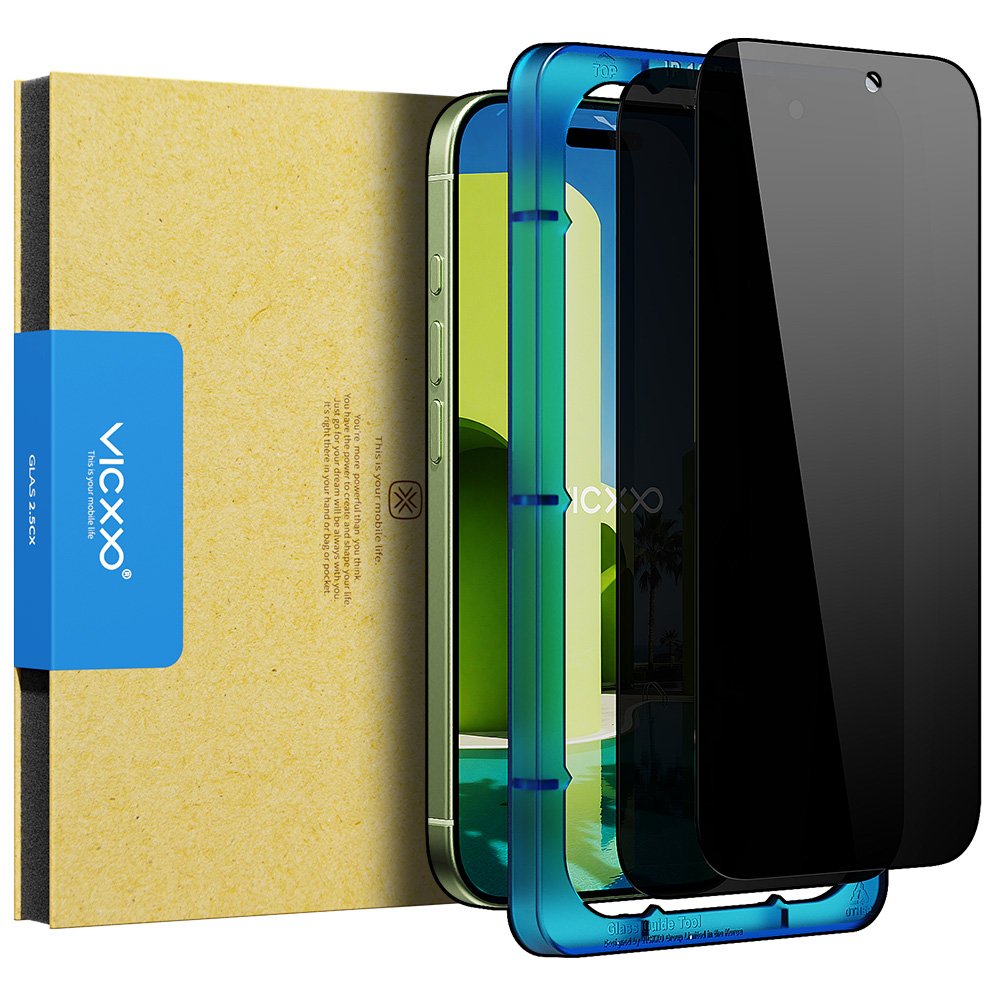 빅쏘 2.5CX 사생활 보호필름 강화유리 아이폰16 프로, 2매입