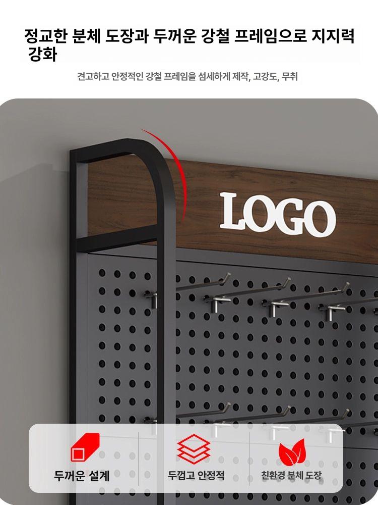 스마트폰 진열장 전시 팝업스토어 액세서리샵 복도수납장 휴대폰 원형 체험대 매장 수납장 100x30x195 월넛+블랙 A - 상세 이미지 4