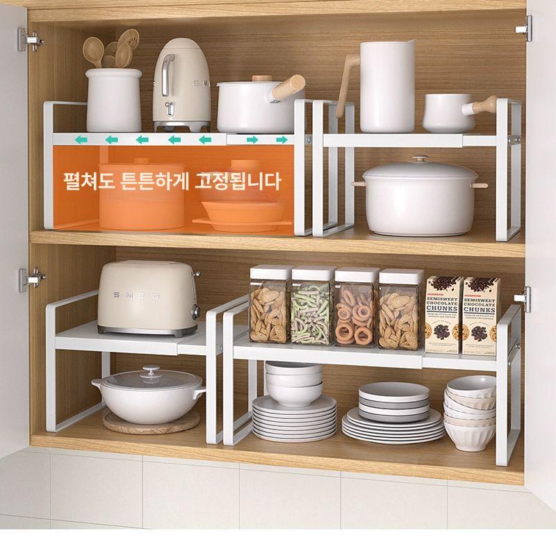 식탁정리대 주방선반 정리대 식탁위 수납선반 다용도선반 조립선반 화이트 가변형 길이 27x높이 A - 상세 이미지 2