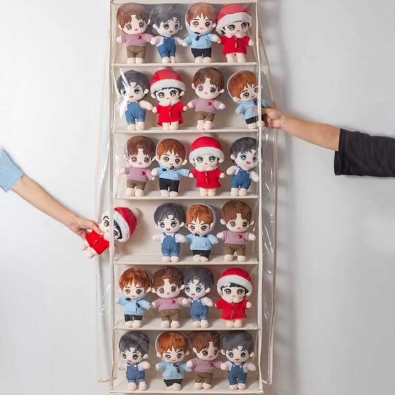 인형 보관함 벽걸이 진열장 문걸이 정리함 수납함 전시 수납박스 소품정리함 6층 폭 60cm 11cm 26cm 배송 후크 - 상품 이미지