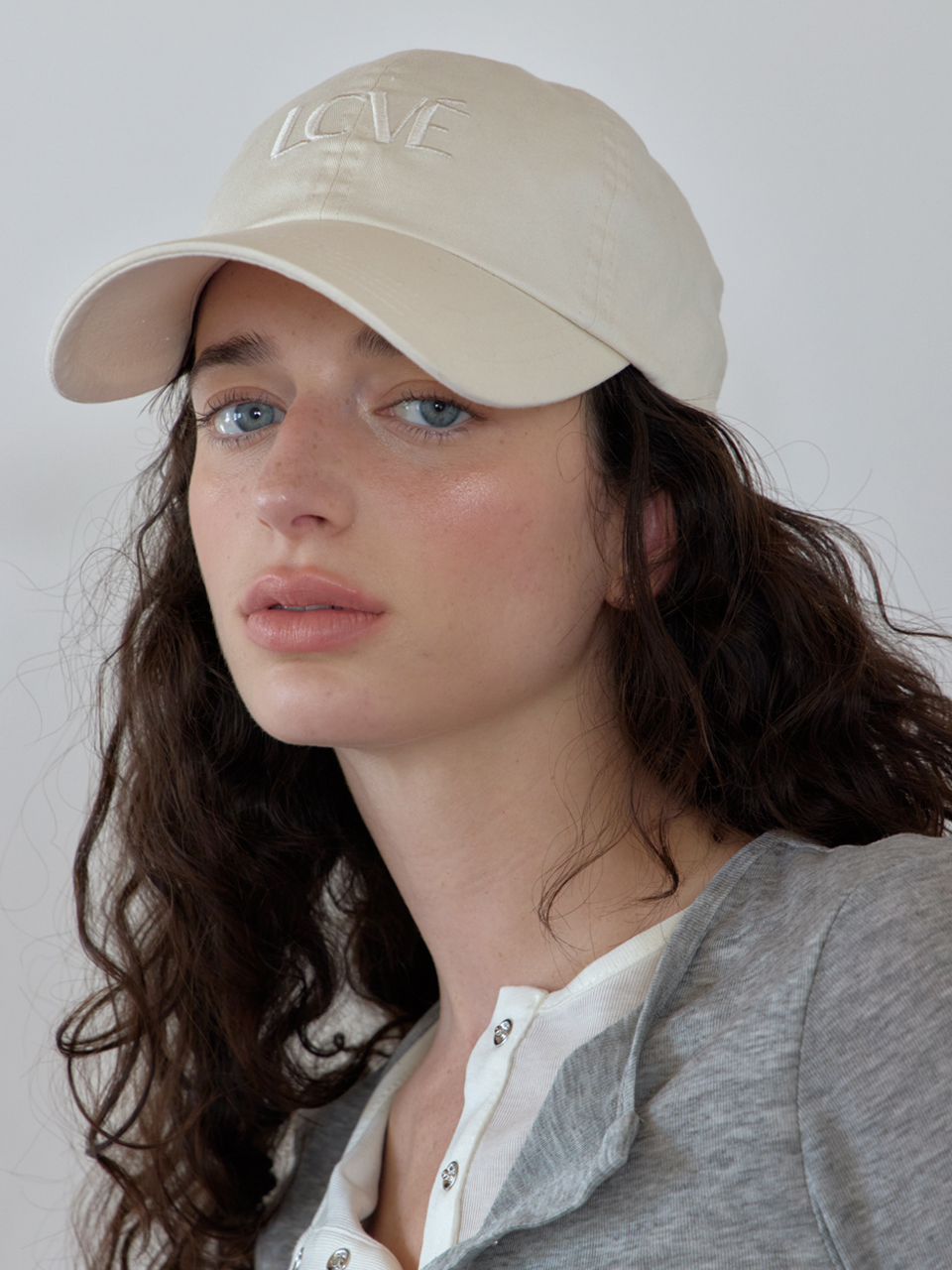 [엘씨브이] LCVE LOGO WASHED COTTON BALL CAP_IVORY - 상품 이미지
