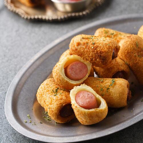 한입 핫도그 1kg 크리스피 냉동 미니 핫도그 업소용 - 상품 이미지