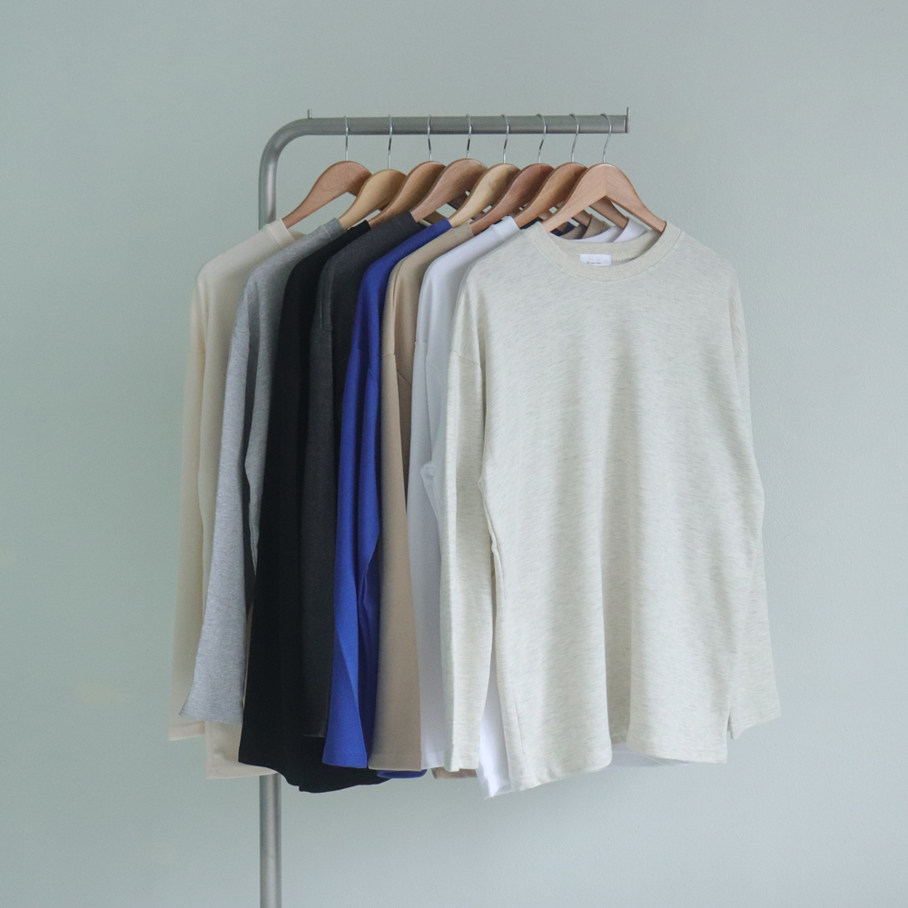 1+1 남자 긴팔티 오버핏 이너 레이어드 티셔츠 - 상품 이미지