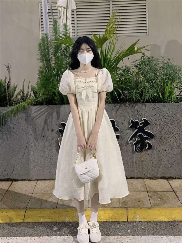 여성 여름원피스 리본 허리 공주 드레스 시원하고 편안한 착용감 데일리룩 휴양지 스타일 여성스러운 디자인 - 상세 이미지 3
