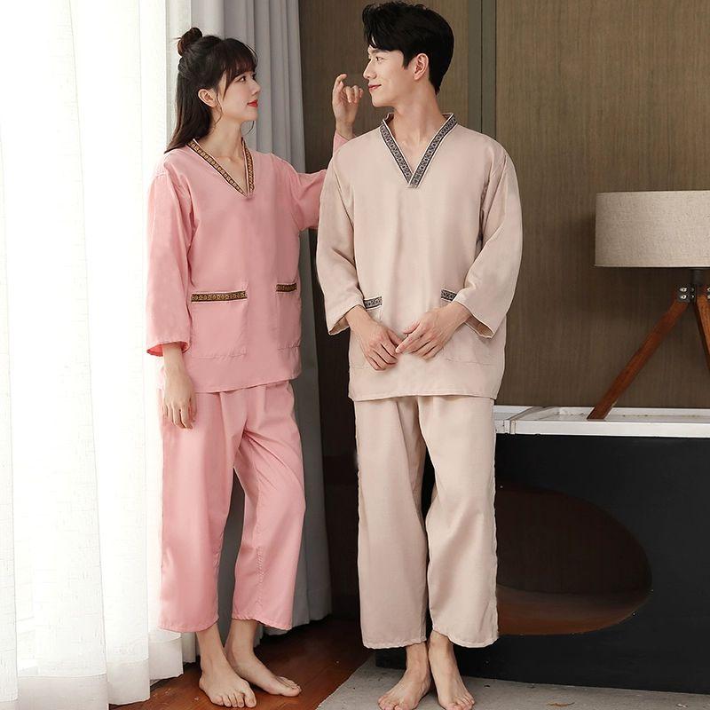 황토사우나 커플 유니폼 단체복 목욕 황토 숯가마옷 여성용 자수 칼라 레드 더블 브라 XL - 상세 이미지 3