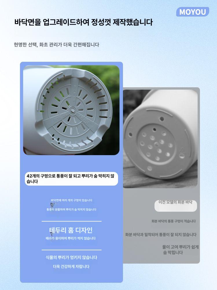 플라스틱 화분 베란다 거실 토분 원예 야외 텃밭 플라스틱화분 다육화분 텃밭화분 업그레이드 1개 그레이화이트 단일분지 수지 350 외경35cm높이41cm - 상세 이미지 3