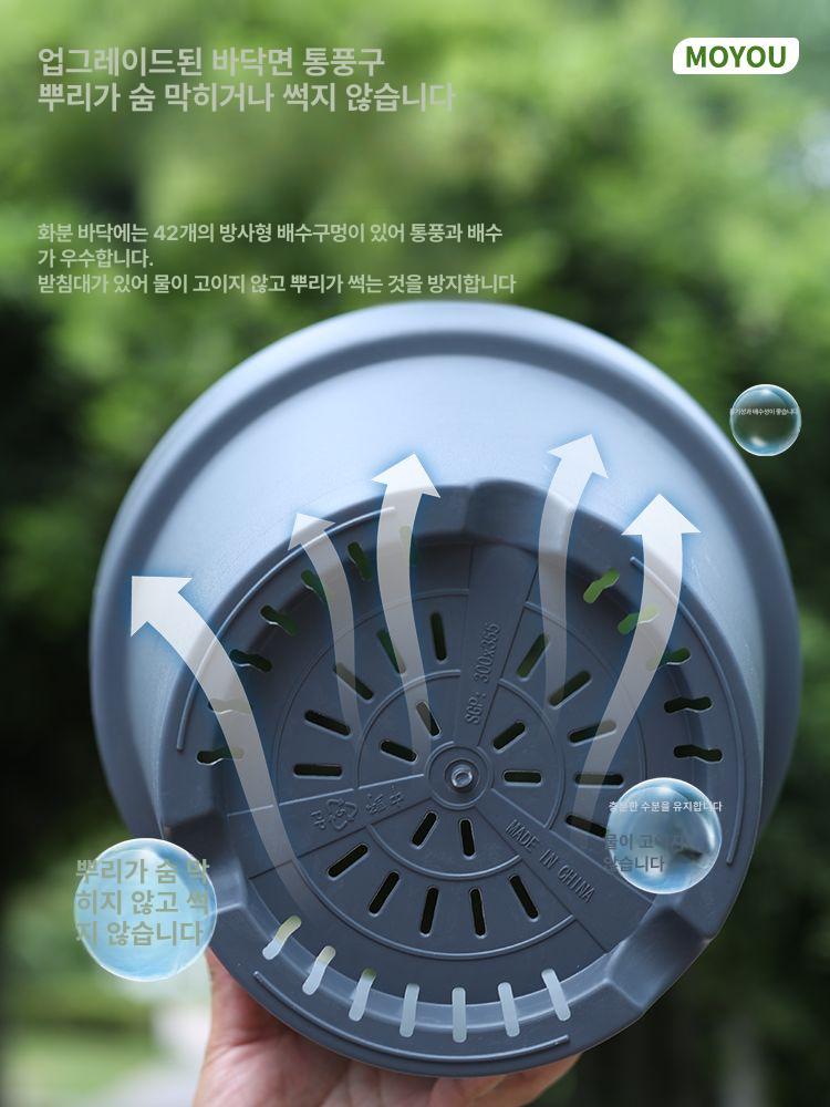 플라스틱 화분 베란다 거실 토분 원예 야외 텃밭 플라스틱화분 다육화분 텃밭화분 업그레이드 1개 그레이화이트 단일분지 수지 350 외경35cm높이41cm - 상세 이미지 4