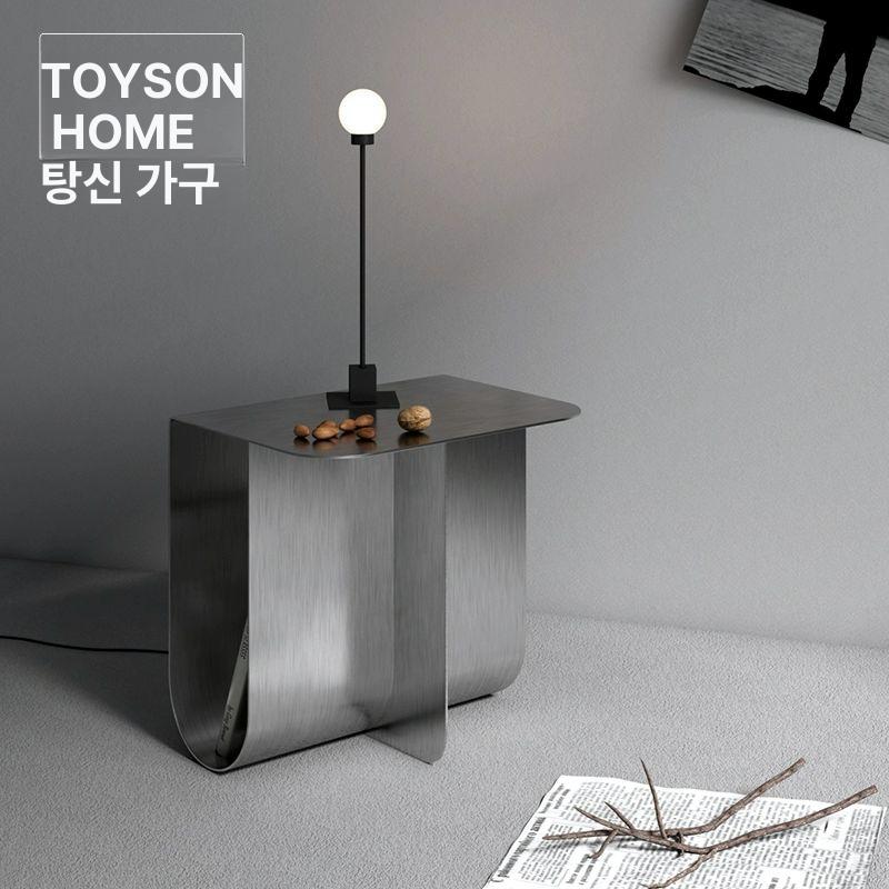 스틸 철제 사이드 카페 협탁 탁자 거실 간이 인테리어 보조테이블 실버 스테인리스스틸 - 상세 이미지 2