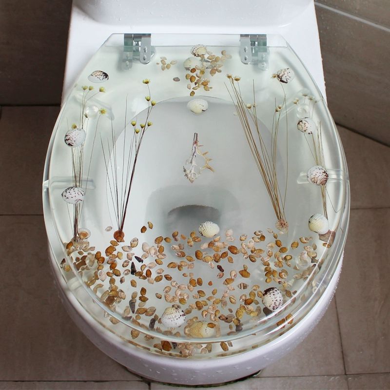 무소음 투명 변기커버 욕실 공중화장실 기본형 가정용 겸용 7 Dried Flowers Down - 상세 이미지 2