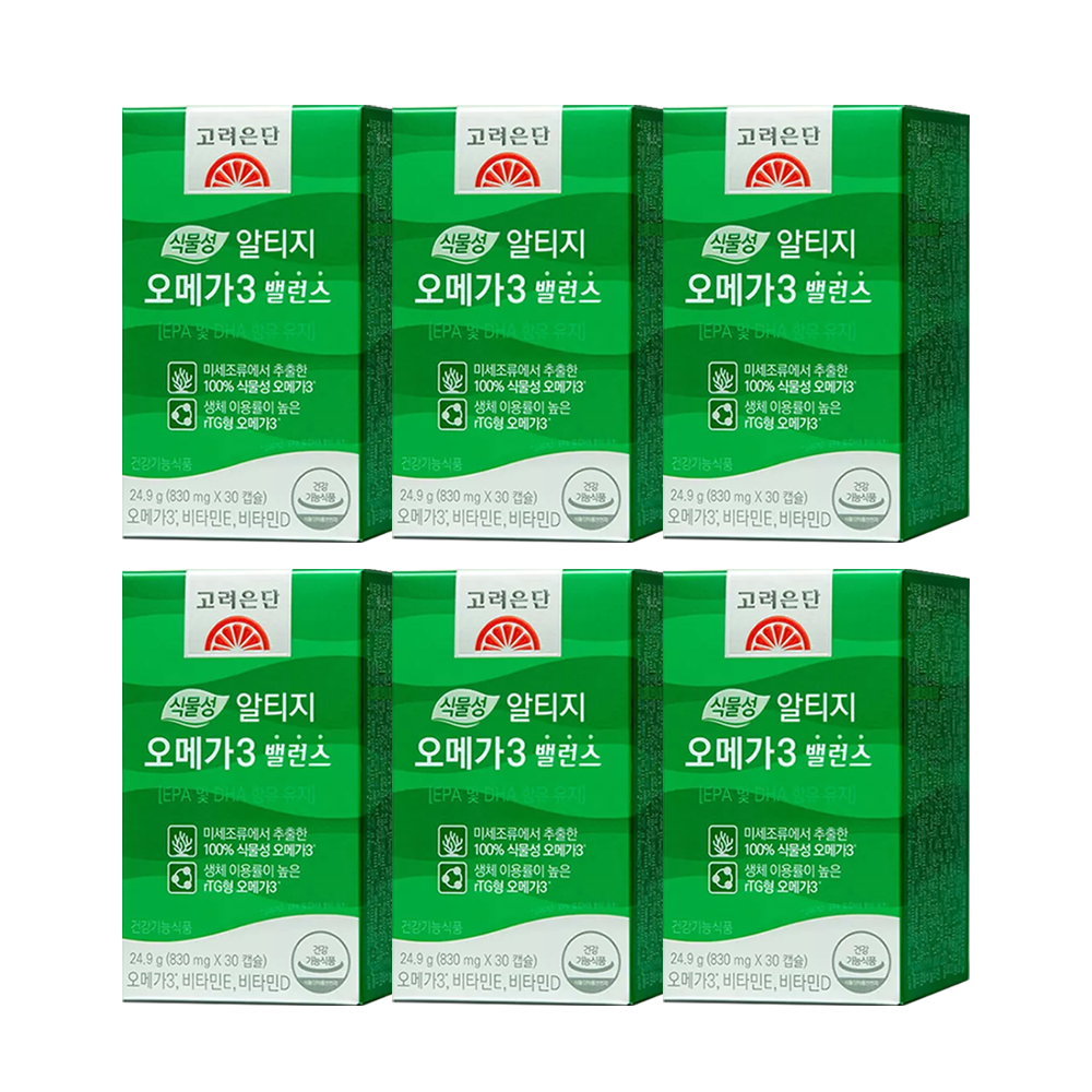 [고려은단] 고려은단 식물성 알티지 오메가3 밸런스 30캡슐, 6개