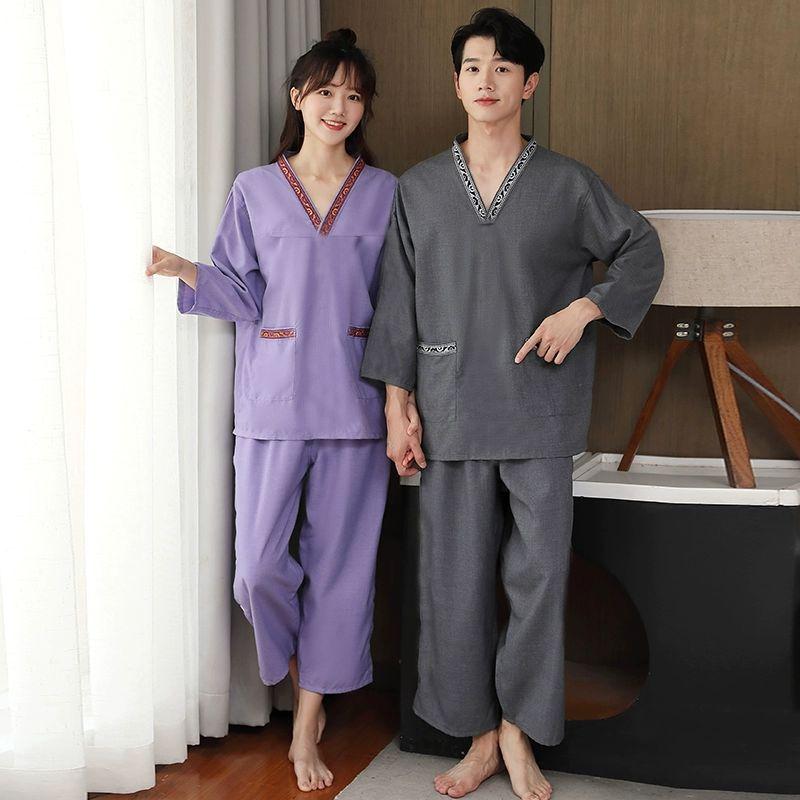 황토사우나 커플 유니폼 단체복 목욕 황토 숯가마옷 여성용 자수 칼라 레드 더블 브라 XL - 상세 이미지 4
